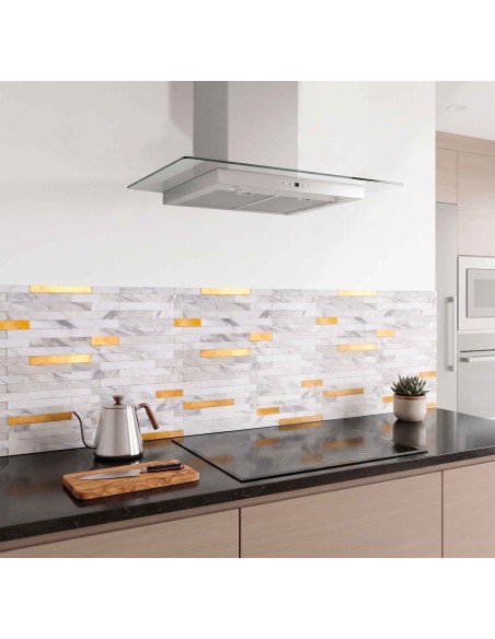 Placa adhesiva Florencia efecto mármol y oro, renueva tu cocina sin obra