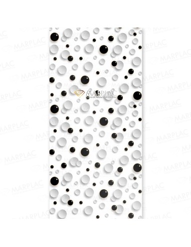 Panel decorativo blanco y negro con diseño circular