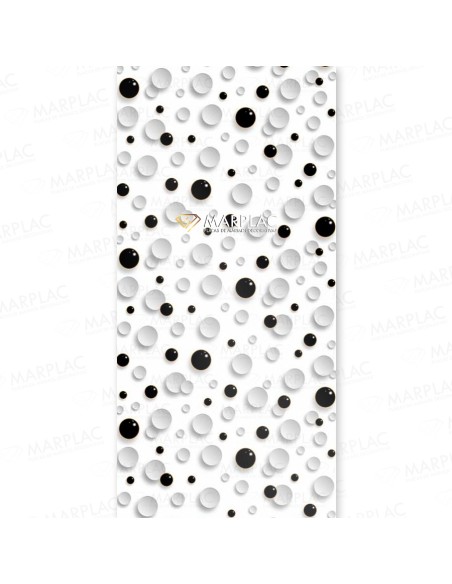 Panel decorativo blanco y negro con diseño circular