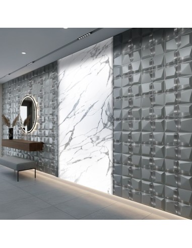 Panel de pared 3D plata con acabado metálico
