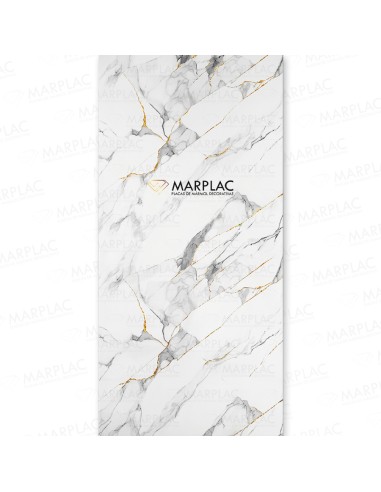 Panel decorativo interior con vetas doradas efecto mármol