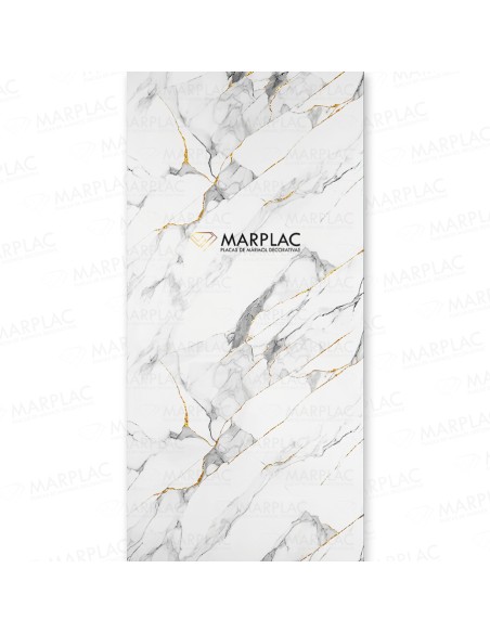 Panel decorativo interior con vetas doradas efecto mármol