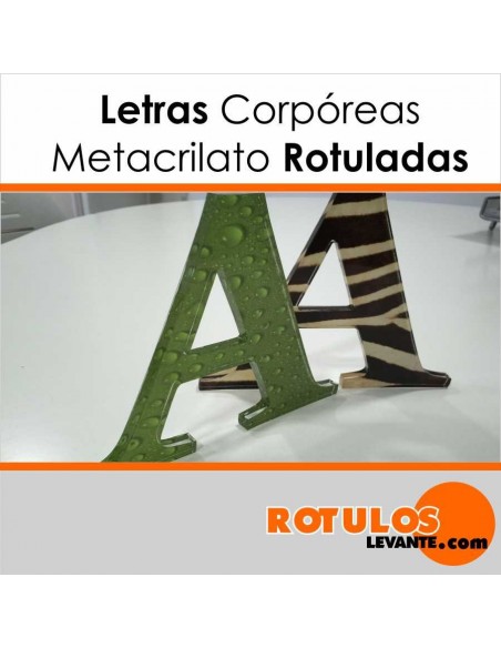 Corpóreas metacrilato rotulado